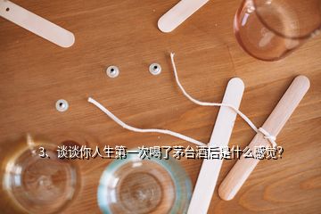 3、談談你人生第一次喝了茅臺酒后是什么感覺？