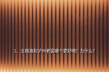 1、五糧液和瀘州老窖哪個更好喝？為什么？