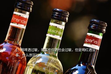 1、喝啤酒過敏，喝某些白酒也會過敏，但是喝紅酒沒事。什么原因？