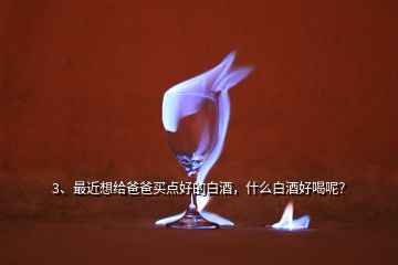 3、最近想給爸爸買點好的白酒，什么白酒好喝呢？