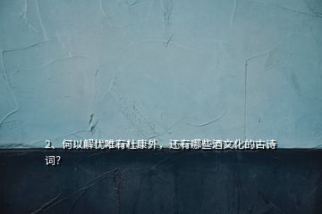 2、何以解憂唯有杜康外，還有哪些酒文化的古詩詞？