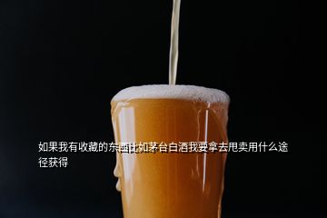 如果我有收藏的東西比如茅臺白酒我要拿去甩賣用什么途徑獲得