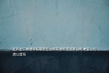 宜賓金三角酒業(yè)有限責任公司有誰知道這家公司 老匠心白酒52度有