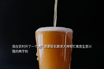 我在農(nóng)村開了一個酒廠需要取名跪求大神幫忙寓意生意興隆的兩字到