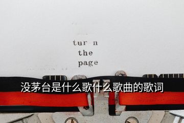 沒茅臺(tái)是什么歌什么歌曲的歌詞