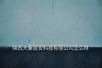 陜西大秦居安科技有限公司怎么樣