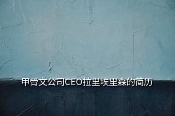 甲骨文公司CEO拉里埃里森的簡歷