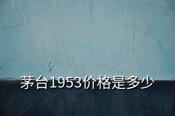 茅臺1953價格是多少