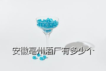 安徽亳州酒廠有多少個