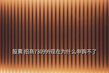 股票 招商730999現(xiàn)在為什么申購(gòu)不了