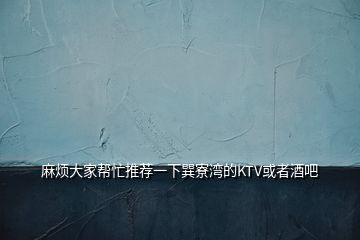 麻煩大家?guī)兔ν扑]一下巽寮灣的KTV或者酒吧