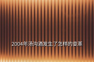 2004年湯溝酒發(fā)生了怎樣的變革