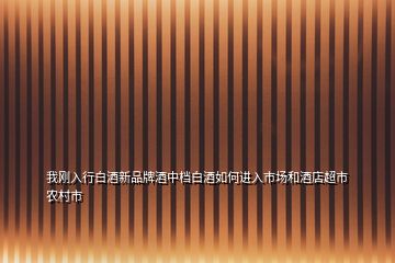 我剛?cè)胄邪拙菩缕放凭浦袡n白酒如何進(jìn)入市場和酒店超市農(nóng)村市