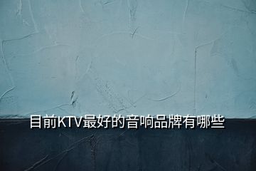 目前KTV最好的音響品牌有哪些