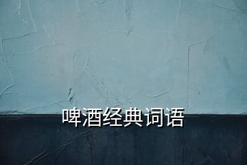 啤酒經(jīng)典詞語