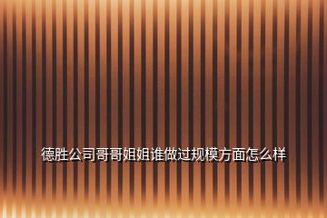 德勝公司哥哥姐姐誰做過規(guī)模方面怎么樣