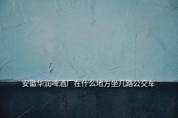 安徽華潤啤酒廠在什么地方坐幾路公交車