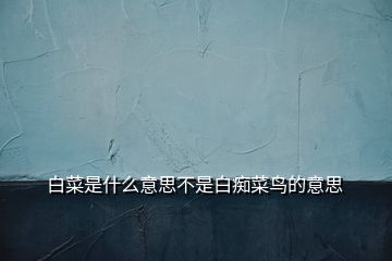 白菜是什么意思不是白癡菜鳥的意思