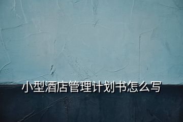 小型酒店管理計劃書怎么寫