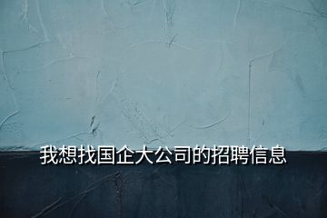 我想找國企大公司的招聘信息