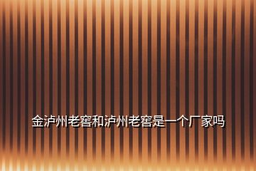 金瀘州老窖和瀘州老窖是一個(gè)廠家嗎